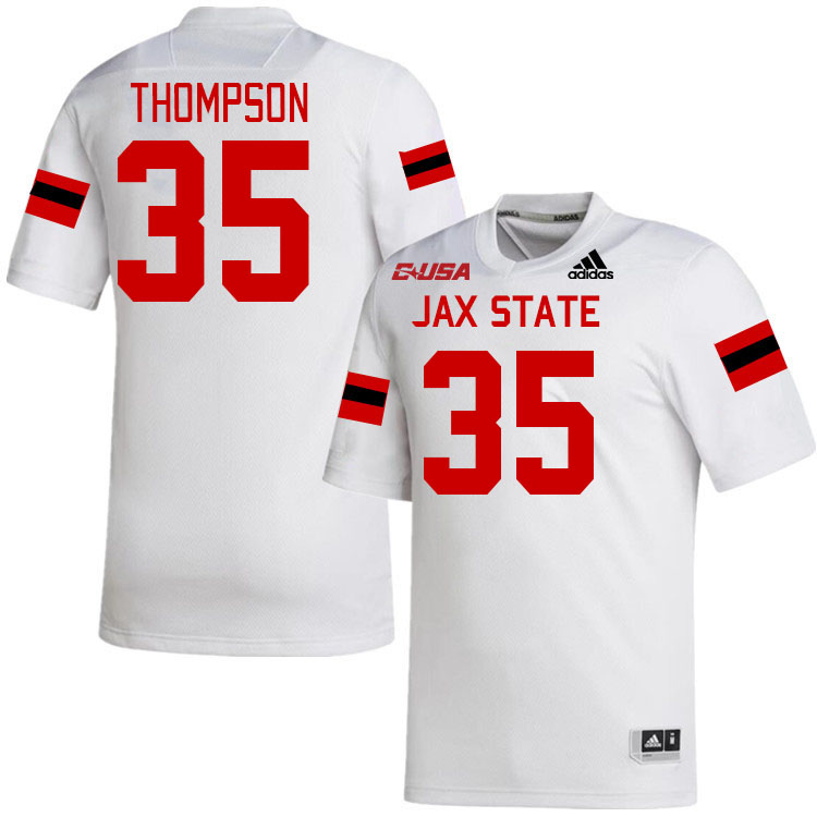 #35 Aidan Thompson Jacksonville State Gamecocks College Football Jerseys Stitched-White